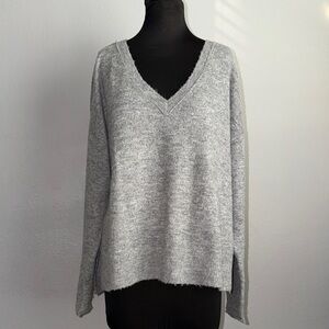 Lucky Brand Heather Gray V-Neck Sweater Size XL
